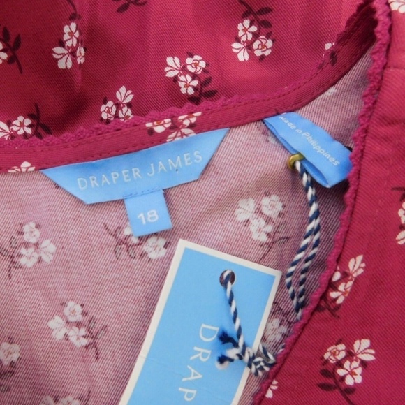 NWT!! DRAPER JAMES Wrap Flounce Dress Deep Berry Floral Flutter Pink Size 18 - Picture 12 of 16